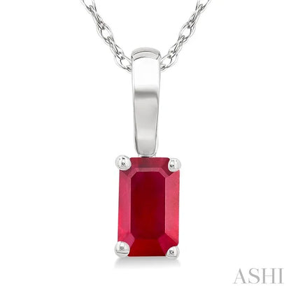 Emerald Shape Gemstone Solitaire Pendant