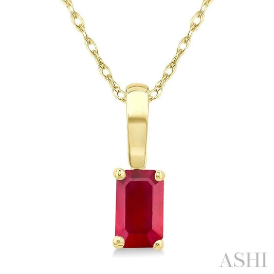 Emerald Shape Gemstone Solitaire Pendant