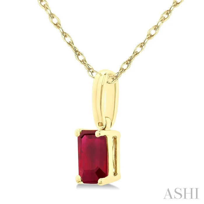 Emerald Shape Gemstone Solitaire Pendant