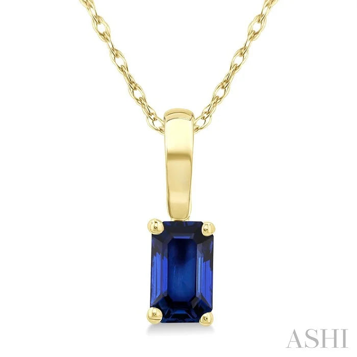 Emerald Shape Gemstone Solitaire Pendant