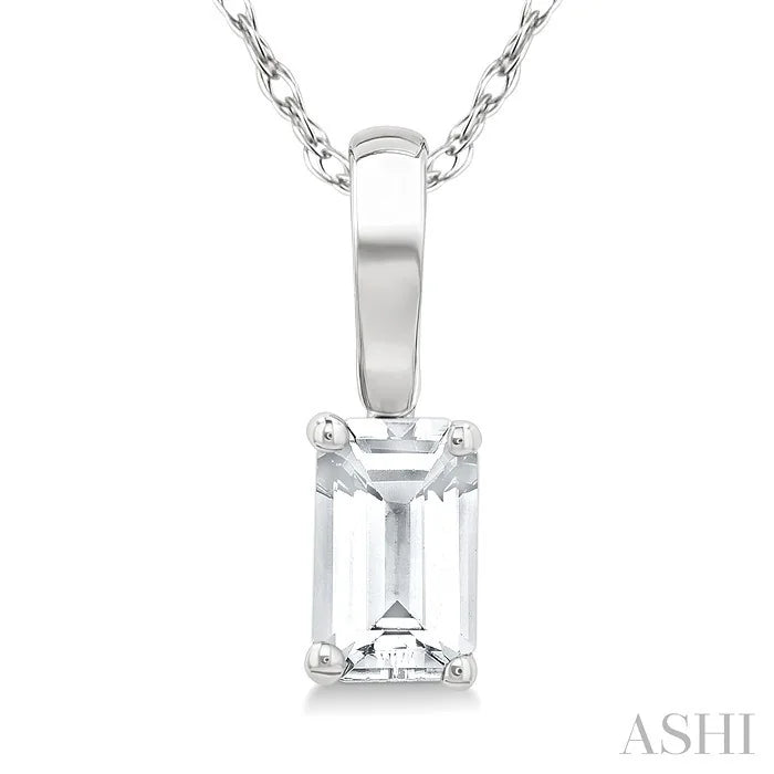 Emerald Shape Gemstone Solitaire Pendant