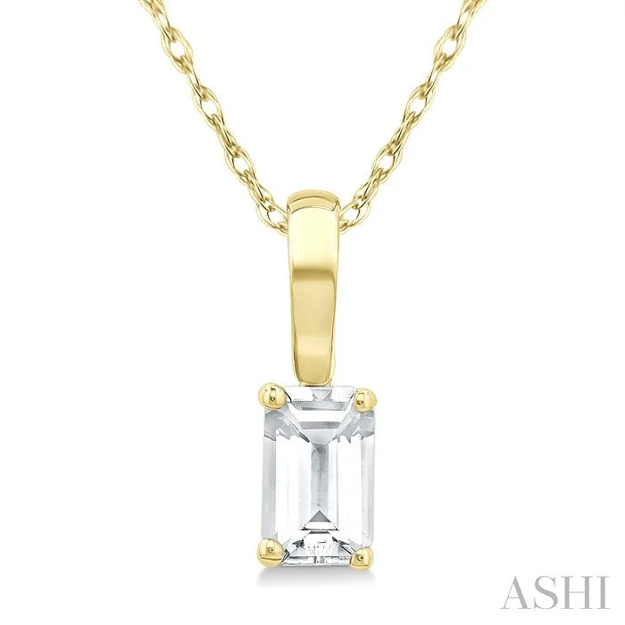 Emerald Shape Gemstone Solitaire Pendant