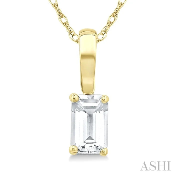 Emerald Shape Gemstone Solitaire Pendant