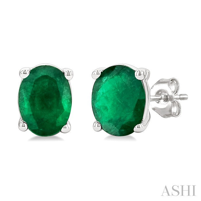 Oval Shape Gemstone Stud Earrings
