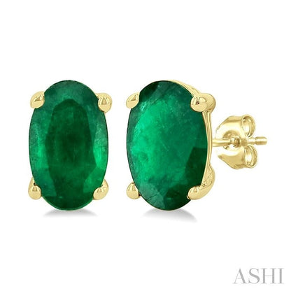 Oval Shape Gemstone Stud Earrings