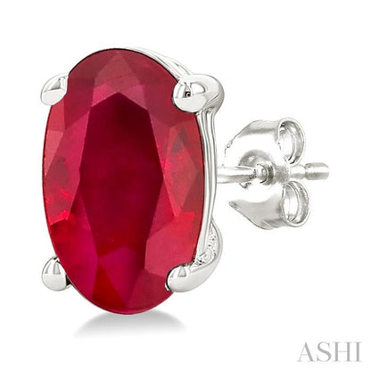 Oval Shape Gemstone Stud Earrings