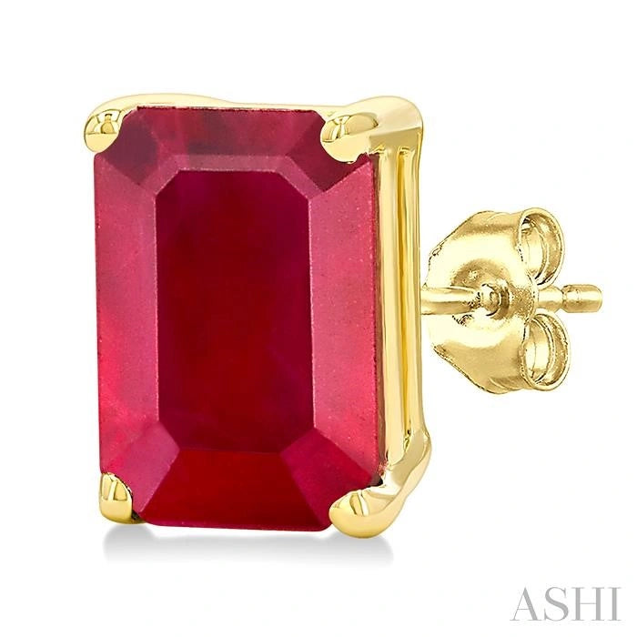 Emerald Shape Gemstone Stud Earrings