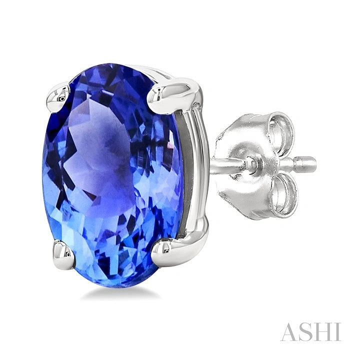 Oval Shape Gemstone Stud Earrings