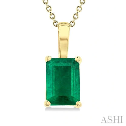 Emerald Shape Gemstone Solitaire Pendant