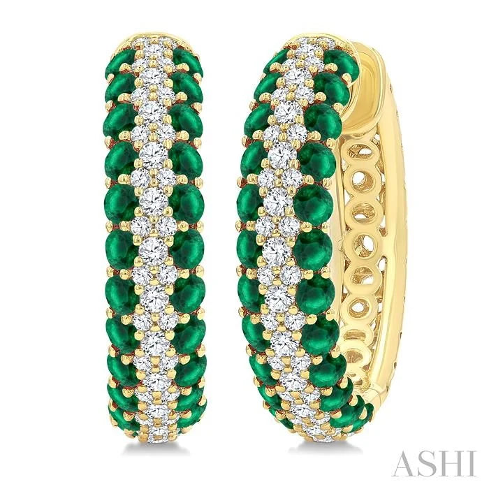 Gemstone & Diamond Hoop Earrings