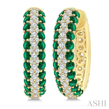 Gemstone & Diamond Hoop Earrings