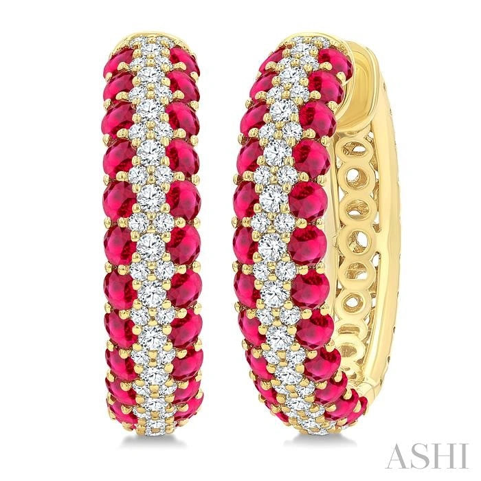 Gemstone & Diamond Hoop Earrings