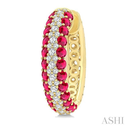 Gemstone & Diamond Hoop Earrings