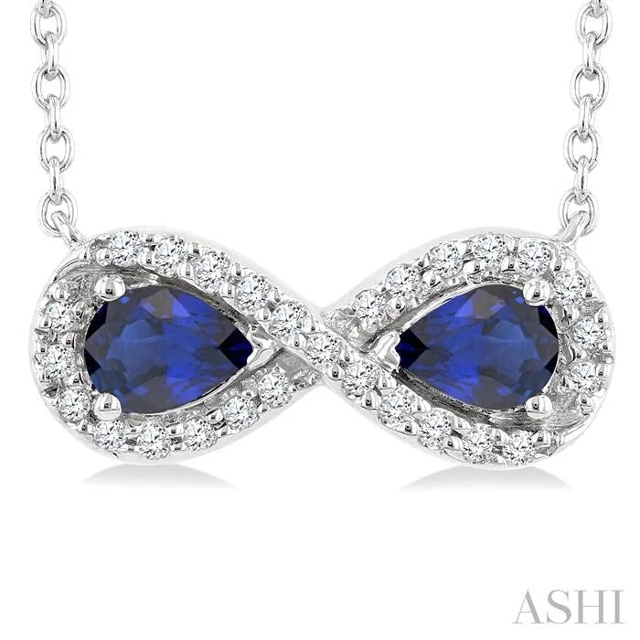 Pear Shape Gemstone & Infinity Halo Diamond Pendant