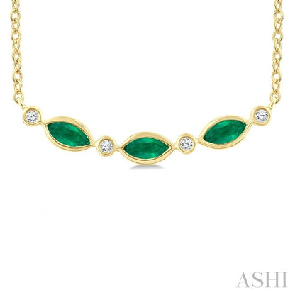 Marquise Shape Gemstone & Diamond Fashion Necklace