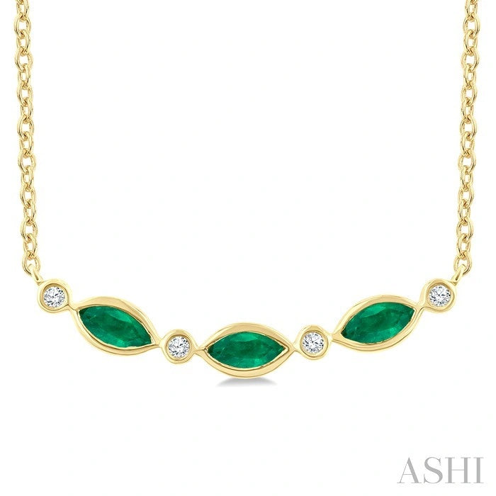 Marquise Shape Gemstone & Diamond Fashion Necklace