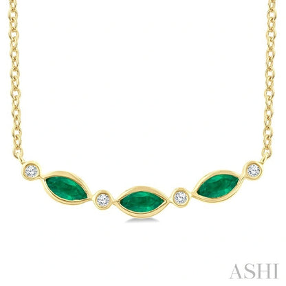 Marquise Shape Gemstone & Diamond Fashion Necklace