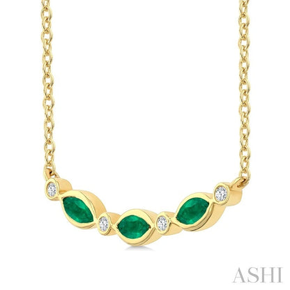 Marquise Shape Gemstone & Diamond Fashion Necklace