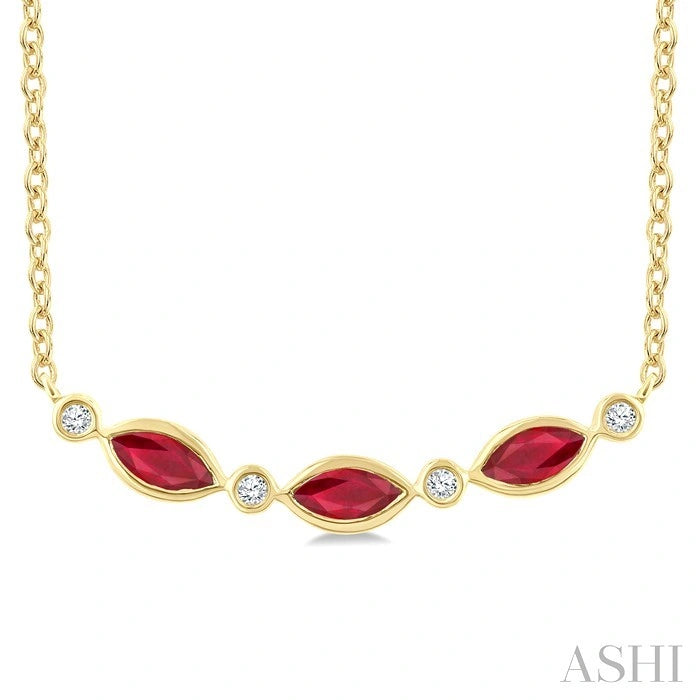 Marquise Shape Gemstone & Diamond Fashion Necklace