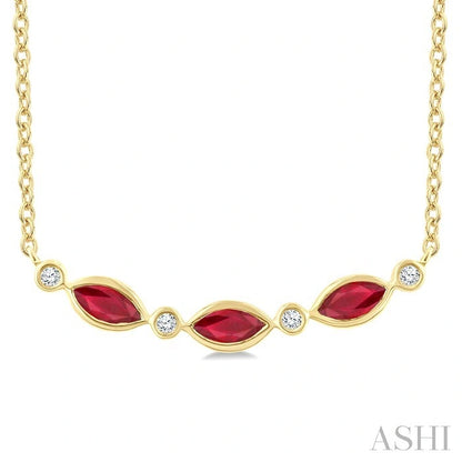 Marquise Shape Gemstone & Diamond Fashion Necklace