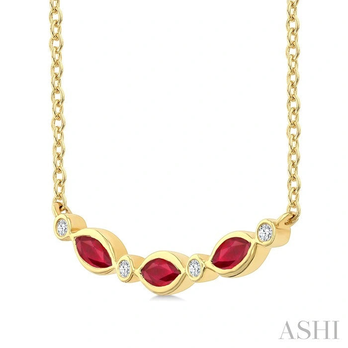 Marquise Shape Gemstone & Diamond Fashion Necklace