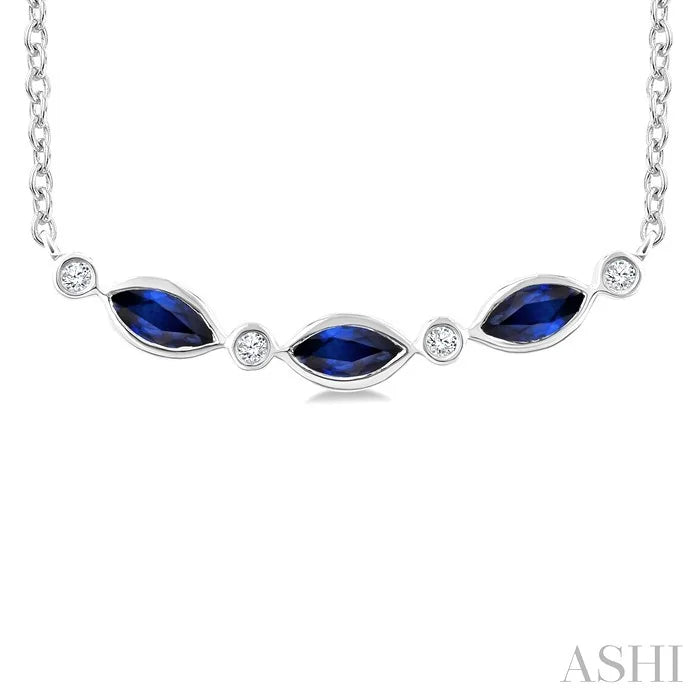 Marquise Shape Gemstone & Diamond Fashion Necklace