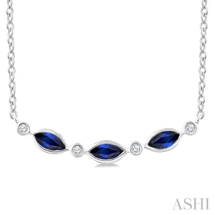 Marquise Shape Gemstone & Diamond Fashion Necklace