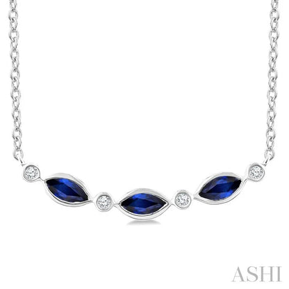 Marquise Shape Gemstone & Diamond Fashion Necklace