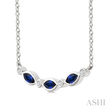 Marquise Shape Gemstone & Diamond Fashion Necklace