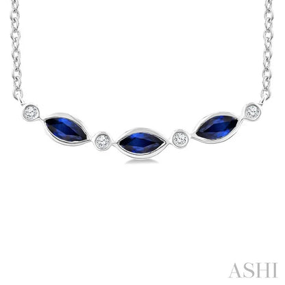 Marquise Shape Gemstone & Diamond Fashion Necklace
