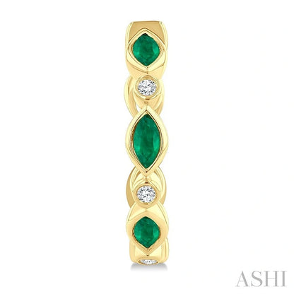 Marquise Shape Bezel Gemstone & Diamond Fashion Hoop Earrings