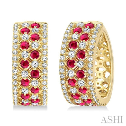 Gemstone & Diamond Hoop Earrings