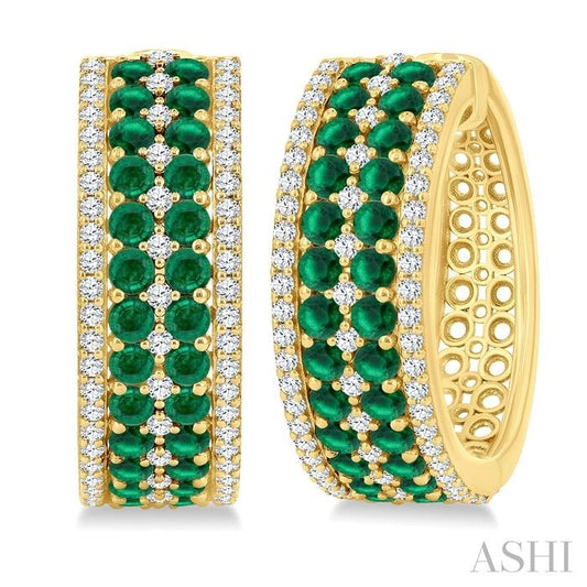 Gemstone & Diamond Hoop Earrings