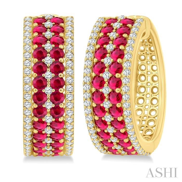 Gemstone & Diamond Hoop Earrings