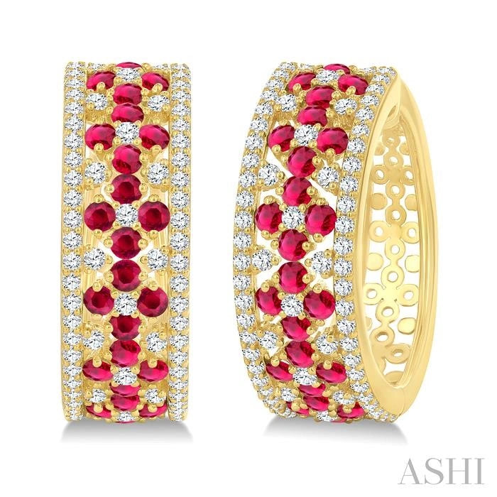Gemstone & Diamond Hoop Earrings