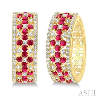 Gemstone & Diamond Hoop Earrings