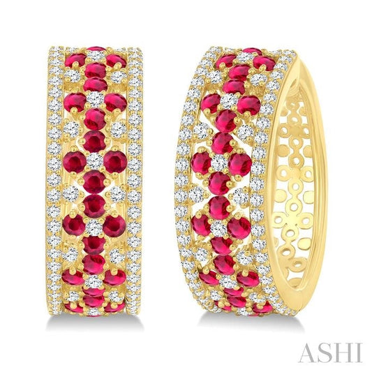 Gemstone & Diamond Hoop Earrings