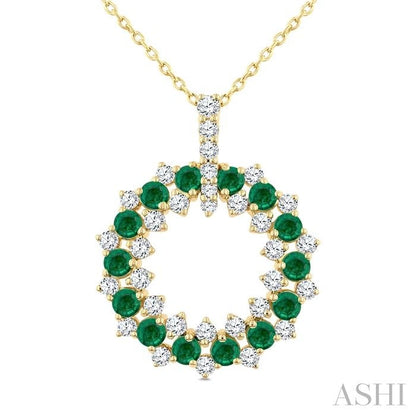 Circle Gemstone & Diamond Pendant