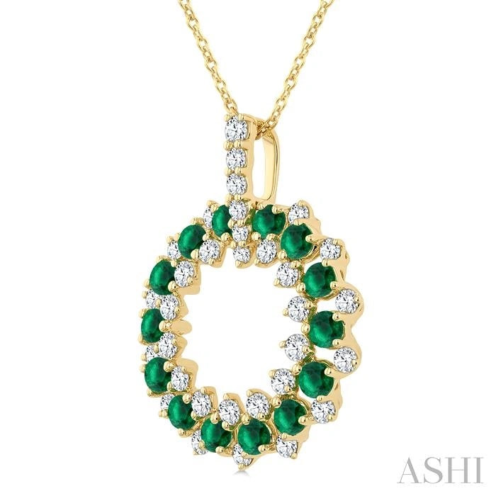 Circle Gemstone & Diamond Pendant