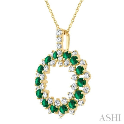 Circle Gemstone & Diamond Pendant