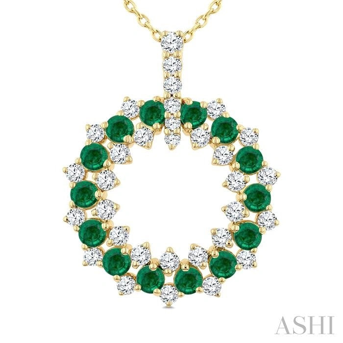 Circle Gemstone & Diamond Pendant