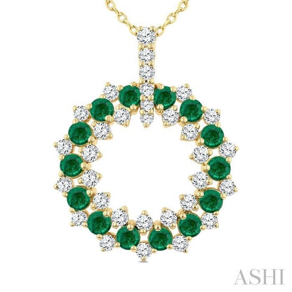 Circle Gemstone & Diamond Pendant