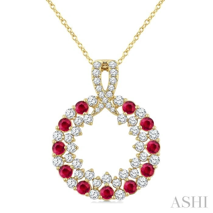 Circle Gemstone & Diamond Pendant