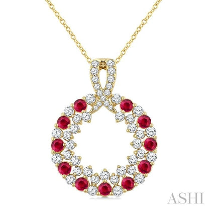 Circle Gemstone & Diamond Pendant