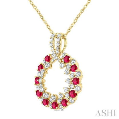 Circle Gemstone & Diamond Pendant