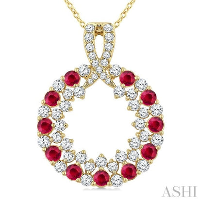 Circle Gemstone & Diamond Pendant