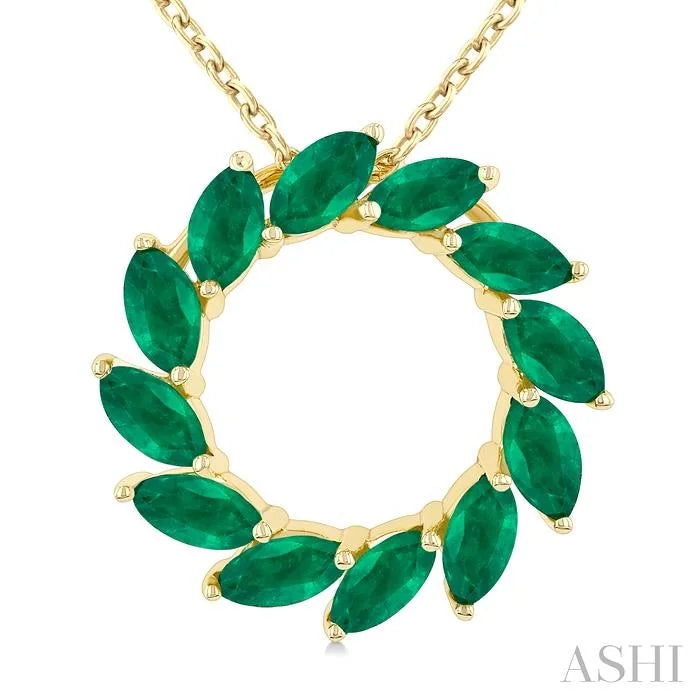 Marquise Shape Circle Gemstone Fashion Pendant
