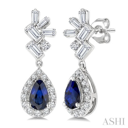 Pear Shape Gemstone & Halo Scatter Diamond Earrings