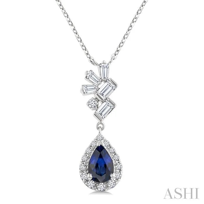 Pear Shape Gemstone & Halo Scatter Diamond Pendant