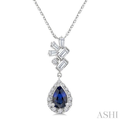 Pear Shape Gemstone & Halo Scatter Diamond Pendant